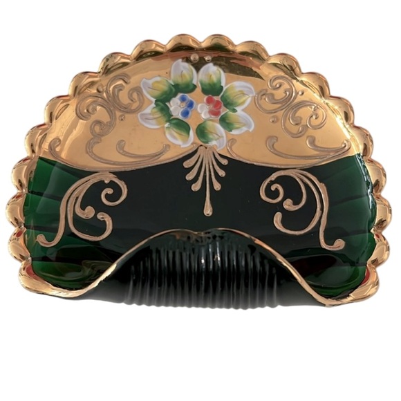 Vintage Hand-Painted Murano Glass Trinket Holder Shell Shape | Made in Italy - Picture 3 of 6